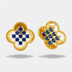 Orecchini in Metallo fiore zirconato blu - BYSIMON gioielli