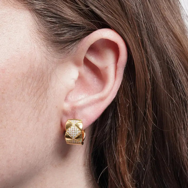 Orecchini in Metallo cerchio con rombi zirconati