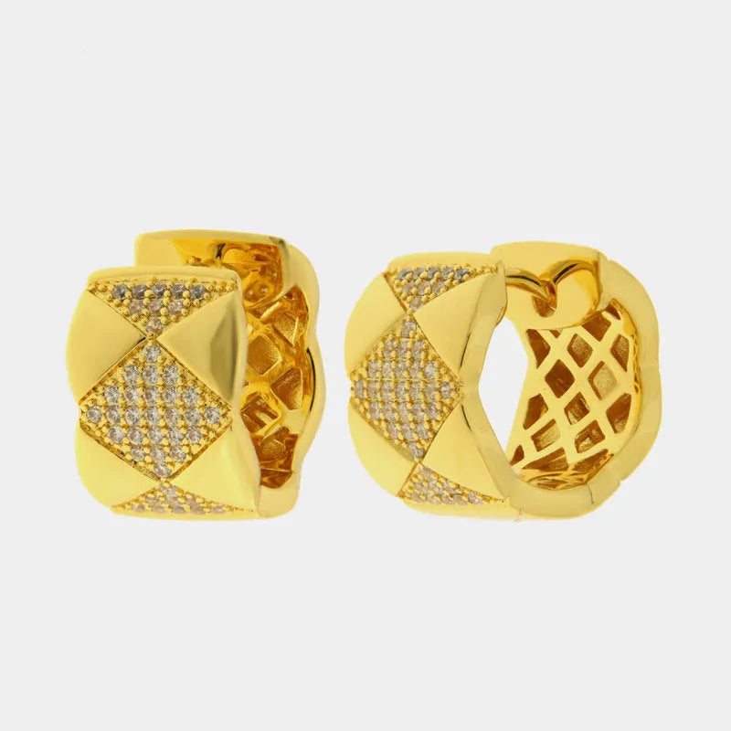 Orecchini in Metallo cerchio con rombi zirconati