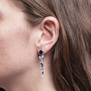 Orecchini in Metallo zirconi pendenti blu