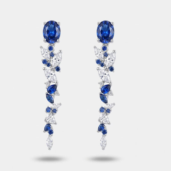 Orecchini in Metallo zirconi pendenti blu - BYSIMON gioielli