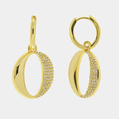 Smooth and pavé alternated metal earrings