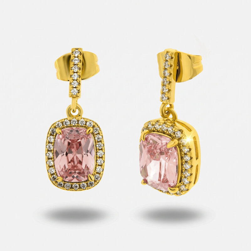 Orecchini in Metallo rettangolo rosa - BYSIMON gioielli