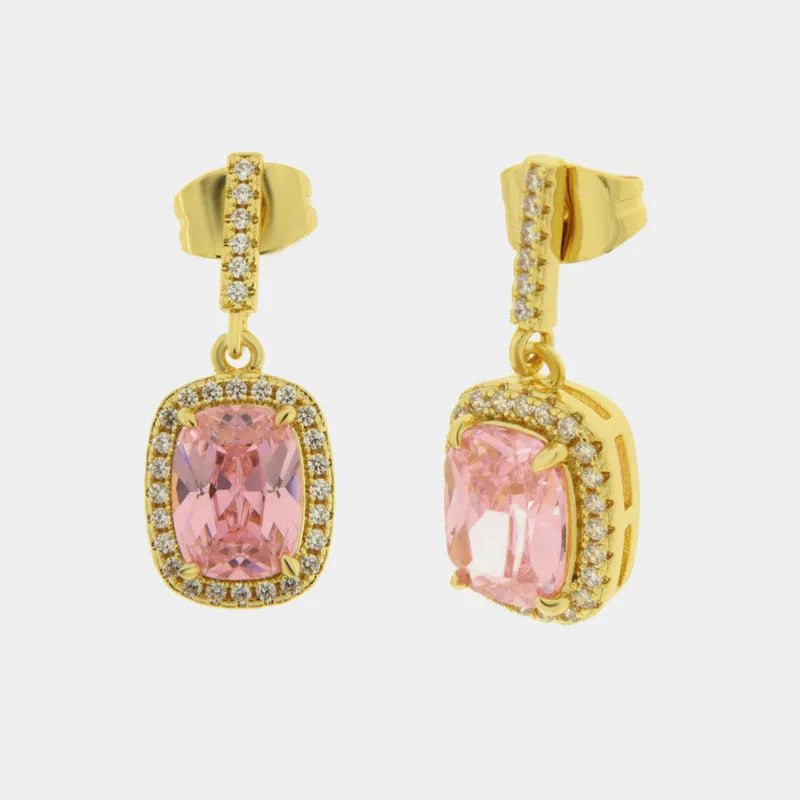 Orecchini in Metallo rettangolo rosa