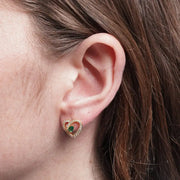 Orecchini in Metallo cuore con punto luce verde