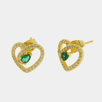 Orecchini in Metallo cuore con punto luce verde