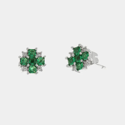 Orecchini in Metallo fiore zirconato verde