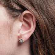 Orecchini in Metallo fiore zirconato blu