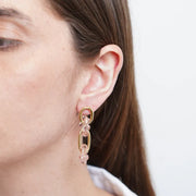 Orecchini in Metallo con cristalli rosa intrecciati