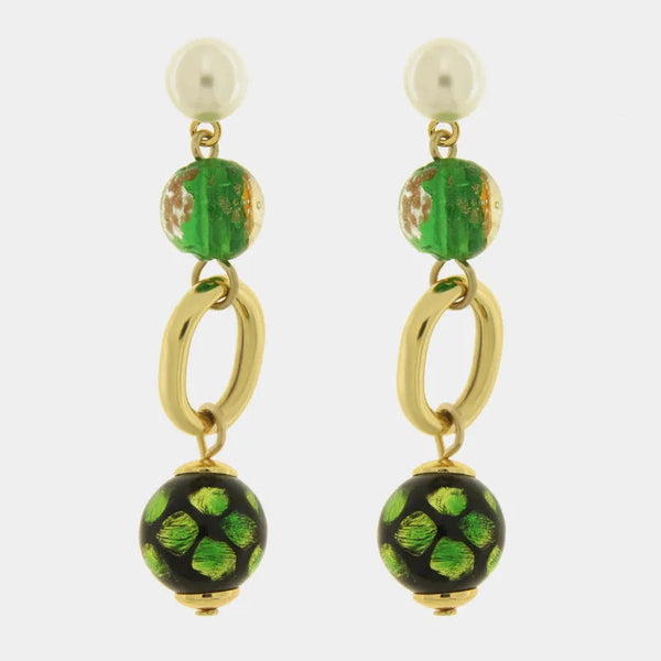 Orecchini in Metallo con cristalli verdi ispirati all'art glass - BYSIMON gioielli
