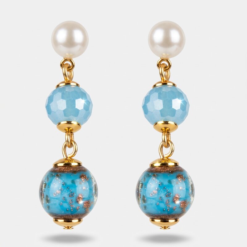Orecchini in Metallo con cristalli azzurri ispirati al vetro di Murano AMOVENEZIA - gioiello BySimon