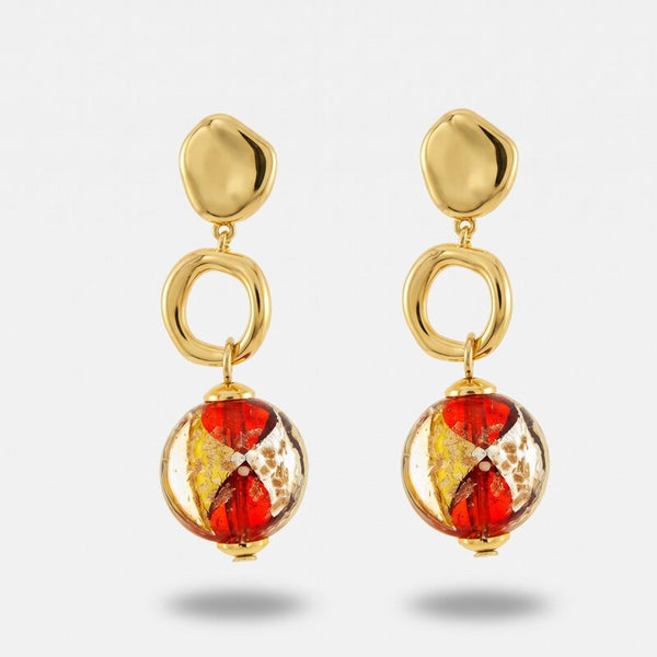 Orecchini in Metallo con cristalli rossi ispirati all'art glass - BYSIMON gioielli