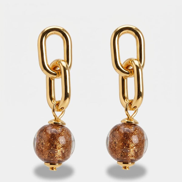 Orecchini in Metallo con cristalli marroni ispirati all'art glass - BYSIMON gioielli