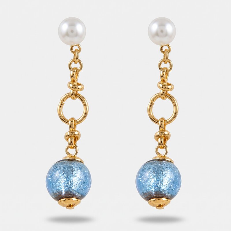 Orecchini in Metallo con cristalli blu ispirati all'art glass - BYSIMON gioielli