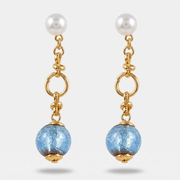 Orecchini in Metallo con cristalli blu ispirati all'art glass - BYSIMON gioielli