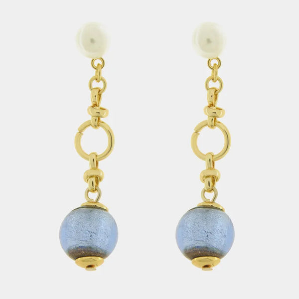 Orecchini in Metallo con cristalli blu ispirati all'art glass - BYSIMON gioielli