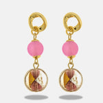 Orecchini in Metallo con cristalli rosa ispirati all'art glass - BYSIMON gioielli