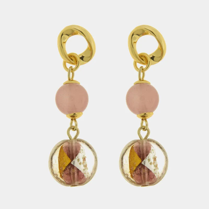 Orecchini in Metallo con cristalli rosa ispirati al vetro di Murano