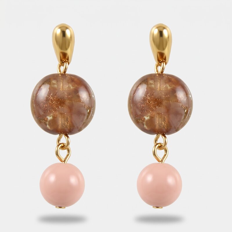 Orecchini in Metallo con cristalli rosa ispirati all'art glass - BYSIMON gioielli