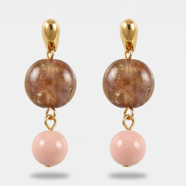 Orecchini in Metallo con cristalli rosa ispirati all'art glass - BYSIMON gioielli
