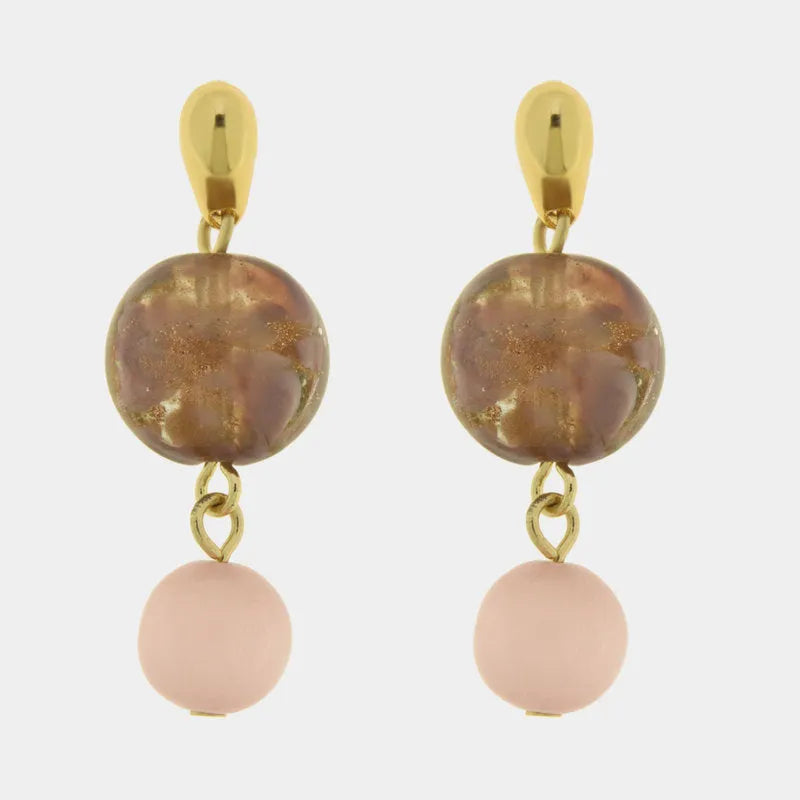 Orecchini in Metallo con cristalli rosa ispirati al vetro di Murano