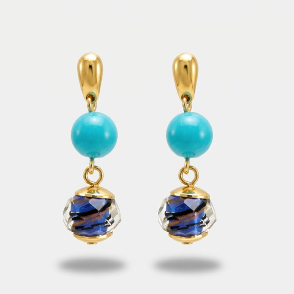Orecchini in Metallo con cristalli blu ispirati al vetro di Murano - BYSIMON gioielli