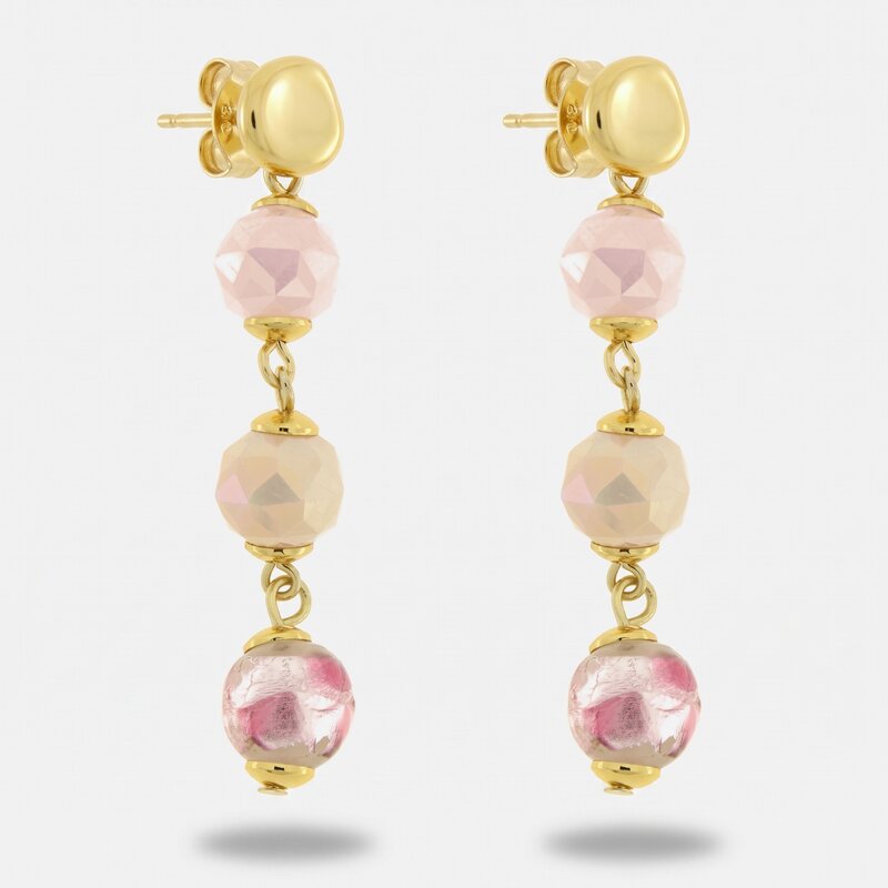Orecchini in Metallo con cristalli rosa - BYSIMON gioielli