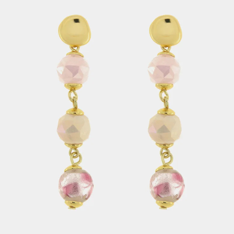 Orecchini in Metallo con cristalli rosa