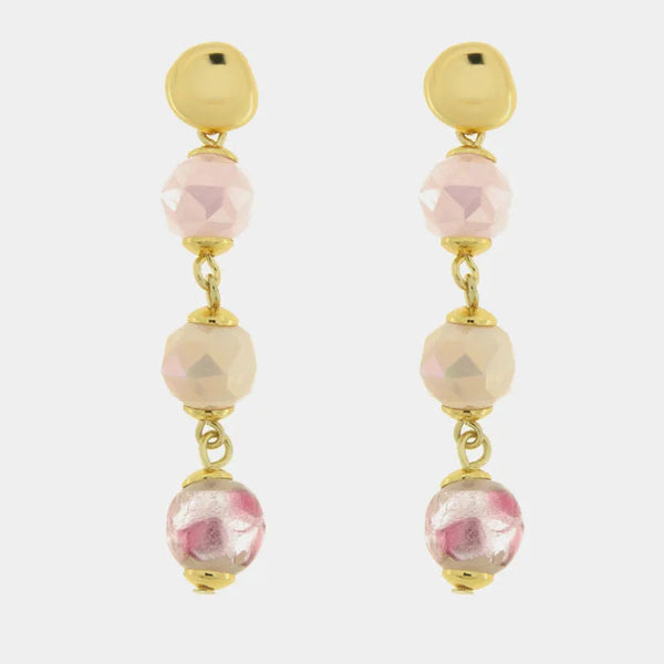 Orecchini in Metallo con cristalli rosa - BYSIMON gioielli
