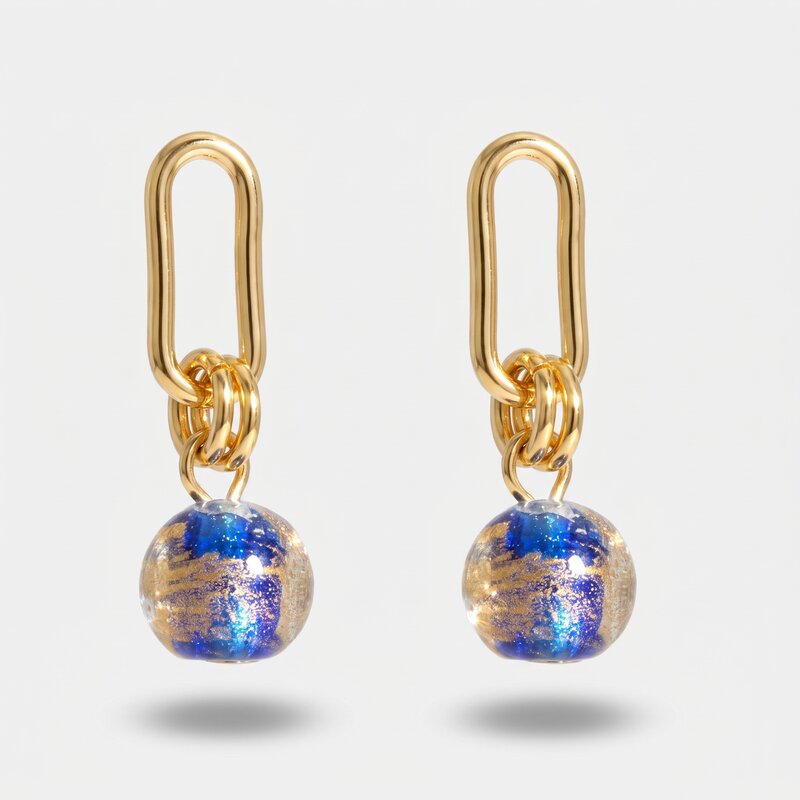 Orecchini in Metallo con cristalli blu ispirati all'art glass - BYSIMON gioielli