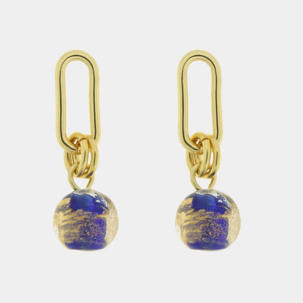Orecchini in Metallo con cristalli blu ispirati all'art glass - BYSIMON gioielli