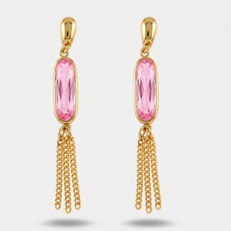 Orecchini in Metallo con cristallo rosa - BYSIMON gioielli