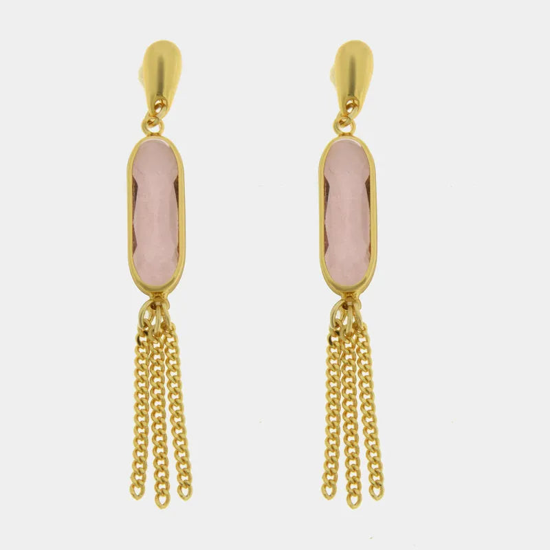 Orecchini in Metallo con cristallo rosa