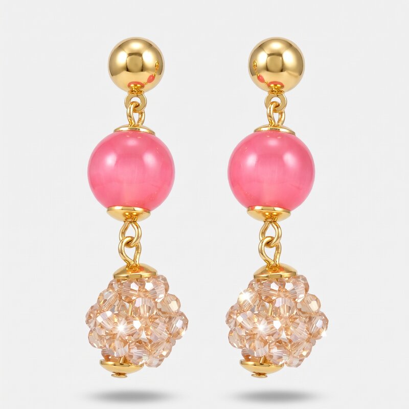 Orecchini in Metallo con cristalli rosa - BYSIMON gioielli