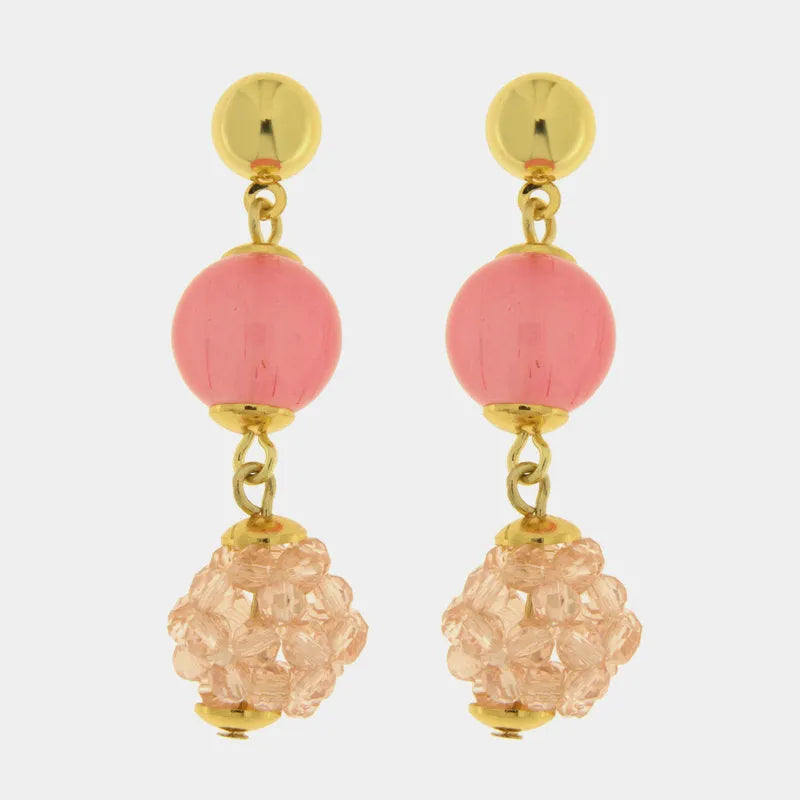 Orecchini in Metallo con cristalli rosa
