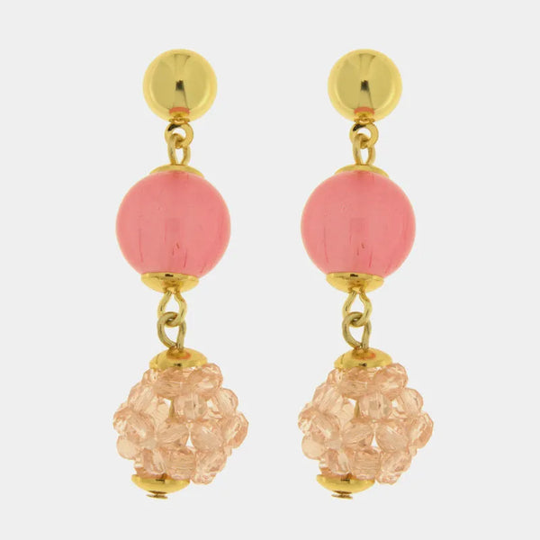 Orecchini in Metallo con cristalli rosa - BYSIMON gioielli