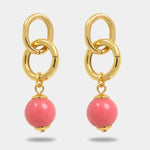 Orecchini in Metallo con sfera rosa - BYSIMON gioielli