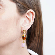 Orecchini in Metallo con cristalli marroni