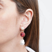 Orecchini in Metallo con cristalli rosa e perla