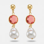 Orecchini in Metallo con cristalli rosa e perla - BYSIMON gioielli