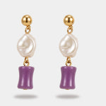 Orecchini in Metallo con perla e cristallo viola AMOVENEZIA - gioiello BySimon