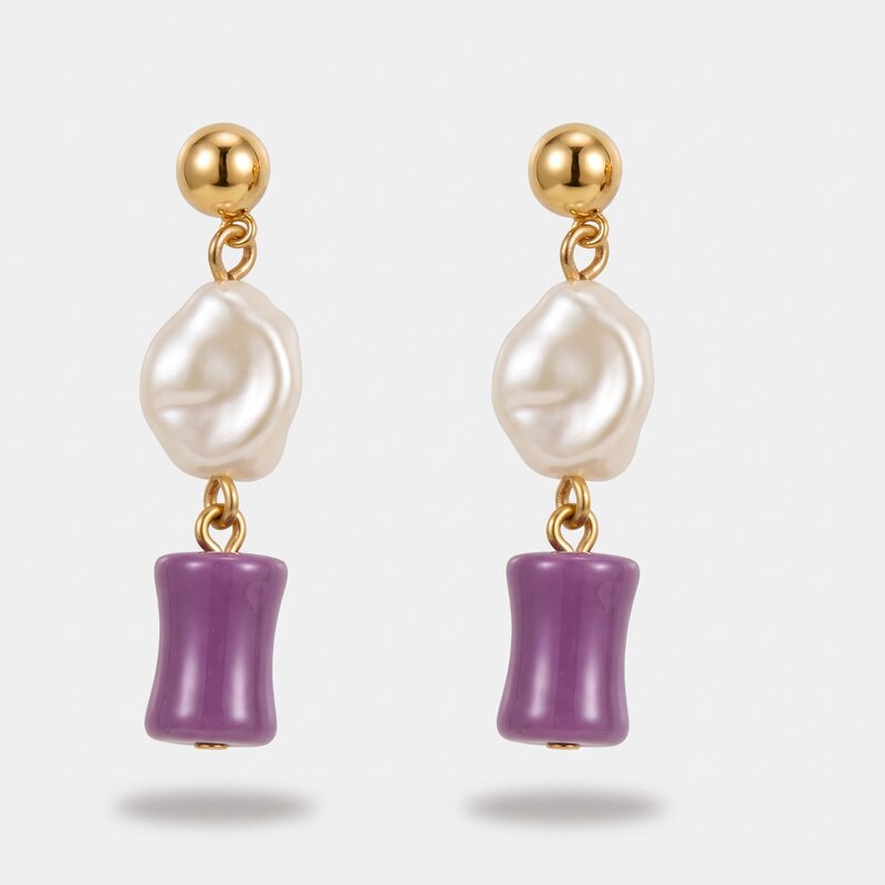 Orecchini in Metallo con perla e cristallo viola AMOVENEZIA - gioiello BySimon
