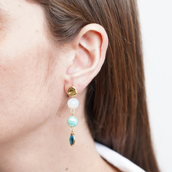 Metal earrings with colored crystals
