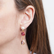 Orecchini in Metallo con cristalli rosa