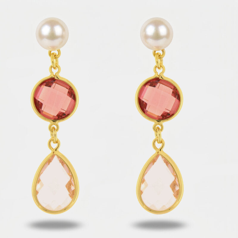 Orecchini in Metallo con cristalli rosa - BYSIMON gioielli