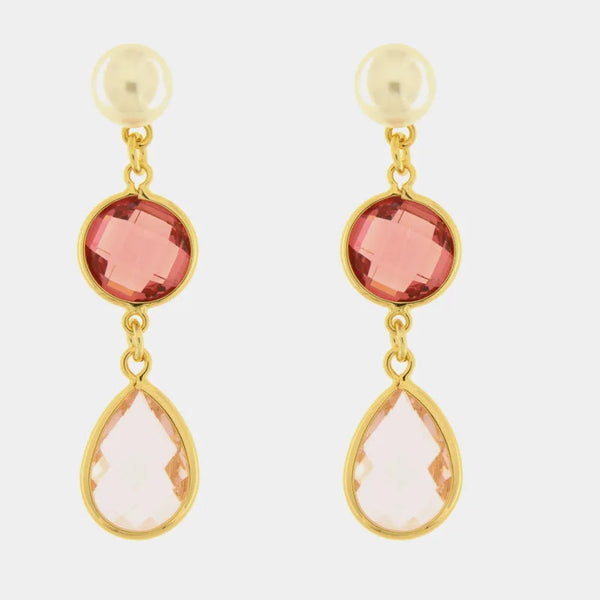 Orecchini in Metallo con cristalli rosa - BYSIMON gioielli
