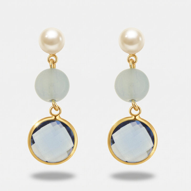 Orecchini in Metallo con cristalli blu - BYSIMON gioielli