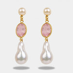 Orecchini in Metallo con cristalli rosa e perle - BYSIMON gioielli