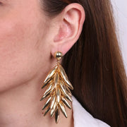 Orecchini in Metallo con foglie lisce pendenti
