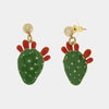 Orecchini in Metallo con fico d'india pendente, impreziosito da smalto verde e punte di smalto rosso